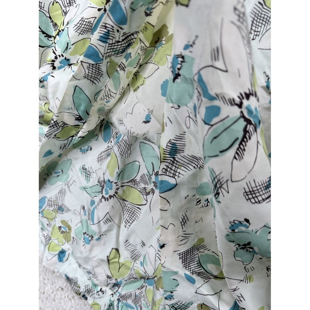 Merona Floral Skirt Womens 6 Green Blue Silk Excellent Fairycore A-Line Pleated - Picture 6 of 12